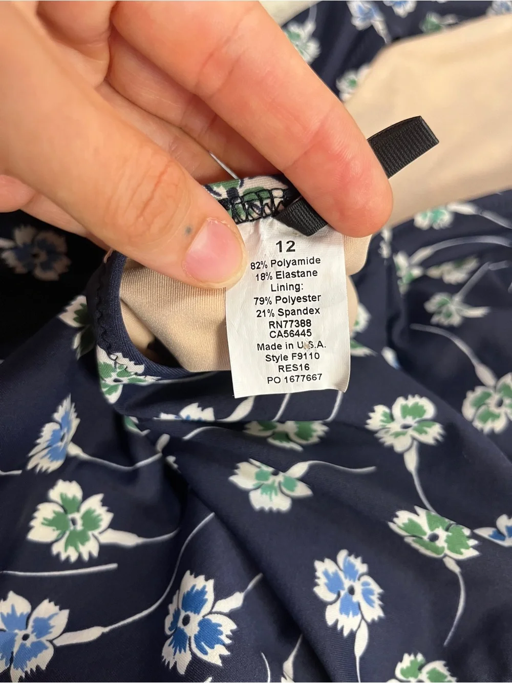 J.Crew Halter Bow One-Piece Swimsuit in Navy Daisy Print Size 12